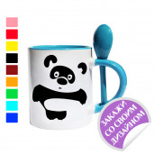 Кружка стандартная цветная внутри с ложкой